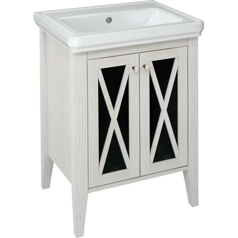 Sapho Cross - Mueble lavabo 55x81x43 cm, 2 puertas, blanco antiguo CR260 (1/5)