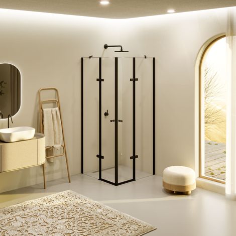 i-flair schwarze Eck-Duschkabine aus durchsichtigem 6 mm Sicherheitsglas - DK19 70x70x180 cm