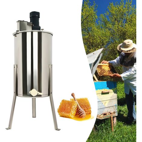 Elektrischer Honigschleuder 2/4 Rahmen Honig-Extraktor 140W Tangentialschleuder Honigsammler Edelstahl Honig-Extraktor mit Honigauslass&Acryl-Deckel Geeignet für Bienenzüchter 3860cm