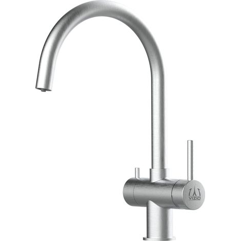 Rubinetto 3 vie miscelatore lavello cucina VIZIO in Acciaio INOX Spazzolato per utilizzo con sistemi filtro canna a U - ACCIAIO CHIRURGICO AISI 316 (1/5)