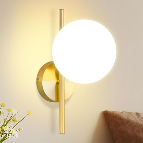 ZMH Applique Murale Intérieur Applique Chambre - Éclairage Mural Escalier Lampe de Couloir Vintage 1 Ampoule Abat-Jour en Verre Appliques Dorées E27 Éclairage Moderne pour Couloir Mur Lit (1/5)