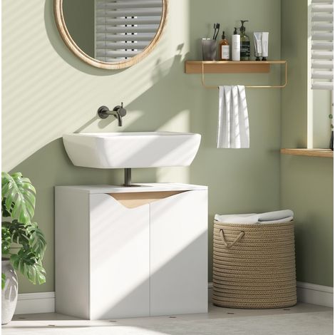 Mueble de baño bajo lavabo 60 x 35 x 57,9 cm con puertas soft-close blanco HAVRYA (1/4)