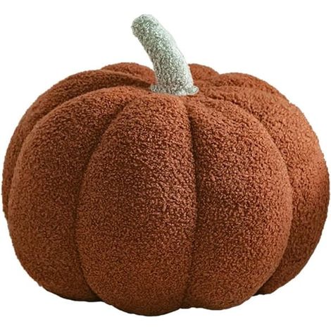 Coussin décoratif citrouille pour canapé - Coussin décoratif citrouille d'Halloween - Peluche citrouille - Peluche citrouille pour canapé - Marron - 35 cm (1/5)