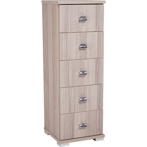 Cassettiera in legno con 5 cassetti 32x91h cm Larice Grigio (1/3)