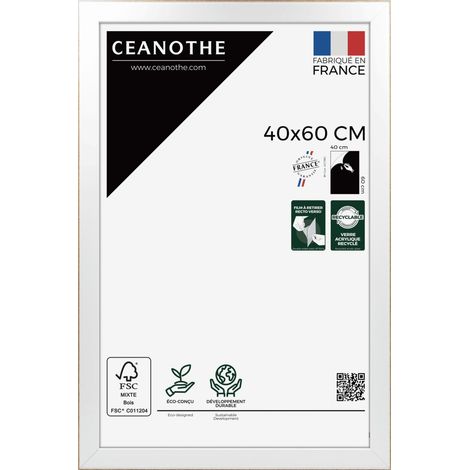 Cadre Photo Blanc et Bois brut 40x60 cm et 60x40 cm - Convient au A3 - Cadre Blanc et Bois brut – Cadre Photo Newton Bois brut 40x60 cm - Fabriqué en France - Verre acrylique Incassable (1/5)
