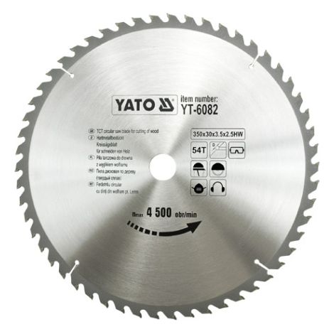 Sega circolare in metallo duro Yato 350x30mm 54 denti YT-6082