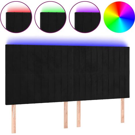 Maison Exclusive - Cabecero con luces LED terciopelo negro 160x5x (1/5)