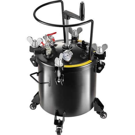 Pot de peinture sous pression 20L/5gal, 70 psi réglable, acier avec roulettes et joint d'étanchéité, pour décoration intérieure et peinture industrielle. (1/5)