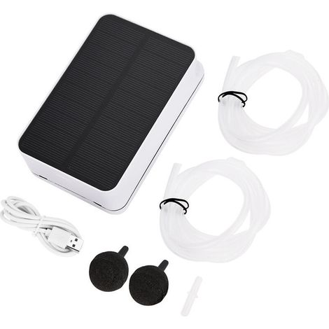 DEWIN Pompe à air à énergie Solaire Pompe à air pour Aquarium Bassin de Jardin Volume d'air 0,3 L/Min Panneau Solaire 5 V 1,45 W Taille 13 x 8 x 4,2 cm