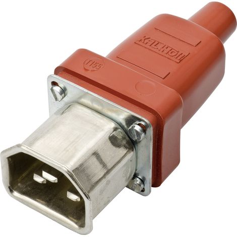 Kalthoff 444010 Warmgeräte-Steckverbinder 444 Stecker, gerade Gesamtpolzahl: 2 + PE 16 A Rot, Metall