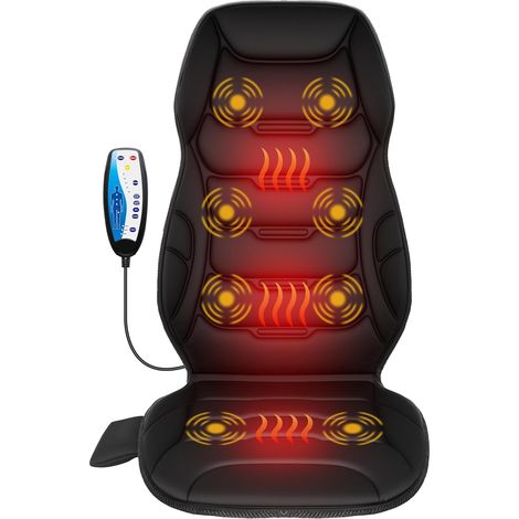 masseur de dos avec chaleur, masseur dorsal avec 8 nœuds de vibration et 5 modes, fauteuil de massage pour bureau et domicile, fauteuil de massage chauffant contre maux de dos (1/5)