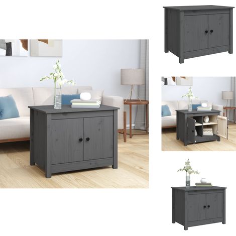 Table basse Gris 71x49x55 cm Bois massif de pin - Table Basse - Meuble De Salon - Table D'appoint - Table Latérale - Bois Massif (1/5)