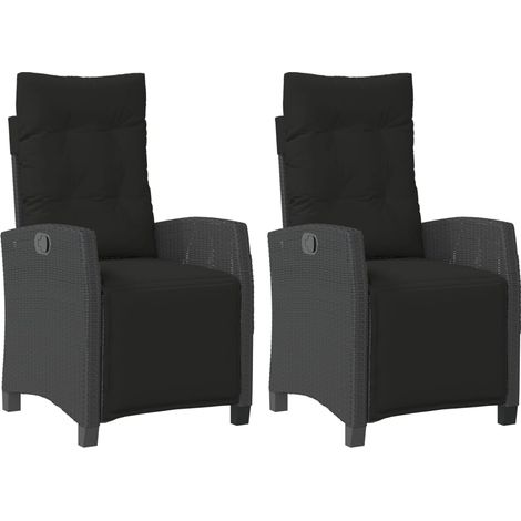 Lot de 2 Chaises inclinables de jardin,Chaise d'extérieur repose-pied noir rotin CFW4098098 (1/5)