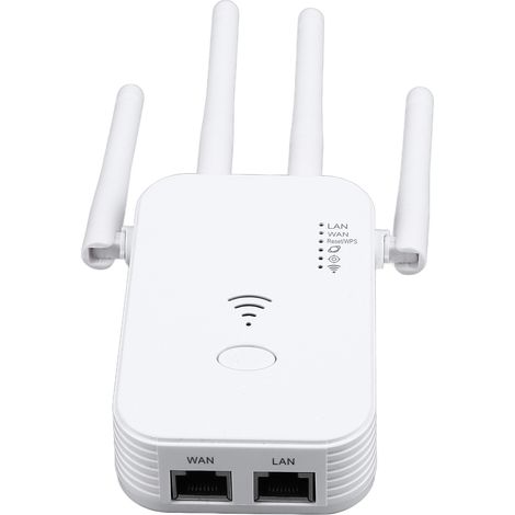Répéteur/amplificateur Wi-Fi longue portée (300 m) pour la maison (prise US 110-240 V, blanc) (1/5)