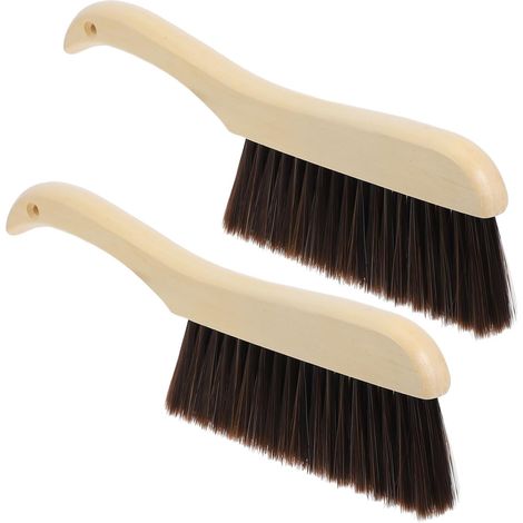 Brosse de Nettoyage à Manche en Bois à Poils Longs 2 Pièces (1/5)