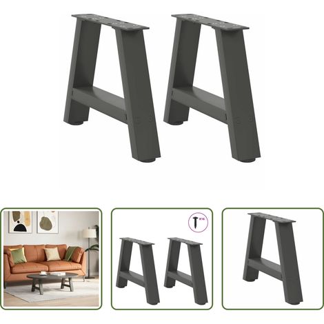 vidaXL Patas para mesa de centro en forma de A (2 unidades), antracita, 30 x (30-31) cm, acero (1/5)