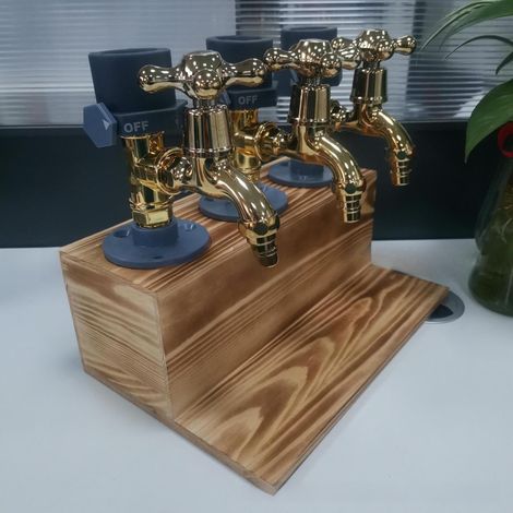 Dispensador de whisky de madera, regalo para el Día del Padre (tres salidas de agua, diseño de carbono en la base). (1/5)