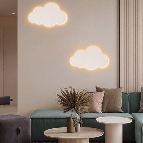 LED Wall Light Children's Room Wall Lighting Warm Light Bedroom Reading Lamp White Creative Clouds Living Room Night Lamp Hallway Bedside Lamp Acrylic Wall Lamp (1/5)