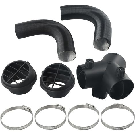 Kit de conductos para calefacción diésel de 75 mm con pieza en Y, salida de aire caliente, manguera flexible y abrazaderas para sistemas de calefacción de remolques Webasto Propex RV.