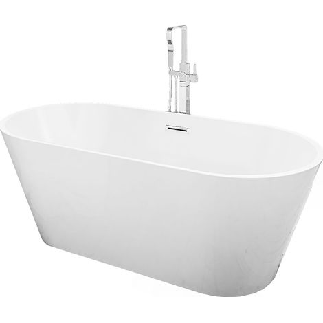 freistehende Badewanne Wanne F11 170x80cm Whirlpool mit Luftmassage mit Armatur AF05 (1/5)