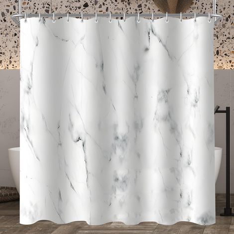 180 x 180 cm großer Duschvorhang in Marmoroptik, beschwerter Saum, schimmelresistentes, wasserdichtes und waschbares Polyestergewebe (1/5)