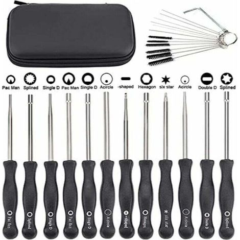 Lot de 12 tournevis pour ajuster les carburateurs des petits moteurs Echo et STIHL, avec brosse et kit d'outils de nettoyage. (1/5)