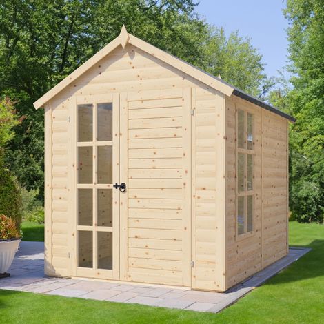 Abri de jardin bois Bertilo Blockhaus LUX 19mm avec plancher 4,32m² naturel (1/5)