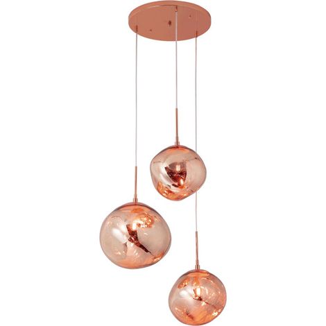 Lámpara colgante triple Magma rosa vidrio E27 (1/5)