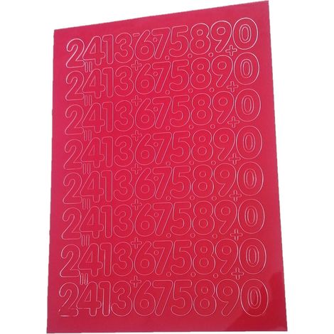 Números autoadhesivos de lámina de 3,5 cm, color rojo.
