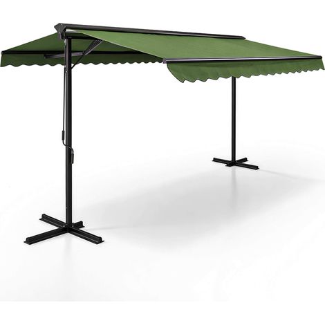 Store double pente avec coffre 3 x 4 m en aluminium vert cactus