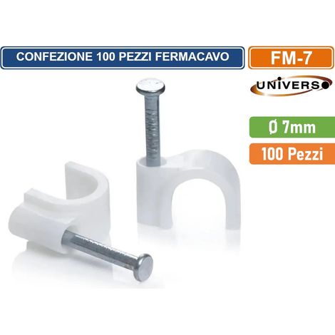 CONFEZIONE 100 PEZZI FERMACAVO Ø 7MM COLORE BIANCO (1/3)