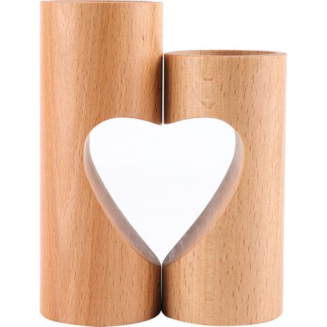 Ahlsen Stück Kerzenständer aus Holz, süßer Herz-Teelichthalter, Kerzenhalter für Wohnzimmerdekoration/Tischaufsatz – helle Farbe (1/5)