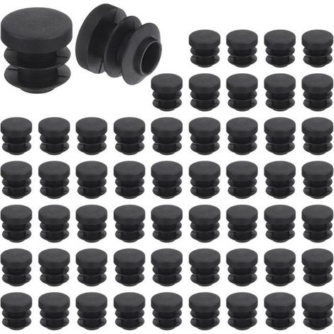 Embouts de pieds de chaise ronds 56 pièces Plastique PE noir Protection antidérapante 16 mm Pour chaises (1/5)