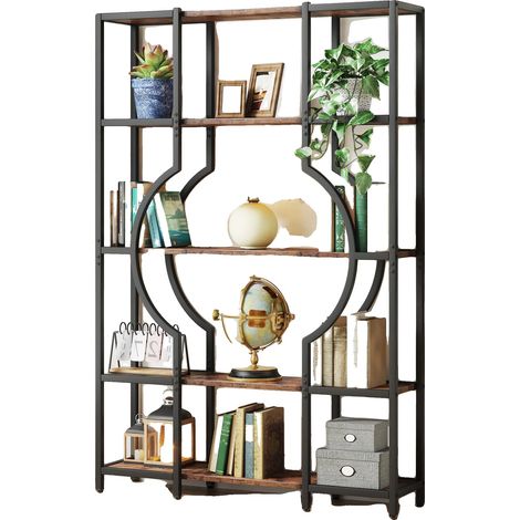 Étagère, design à 5 niveaux, esthétique élégante, Brun (1/2)