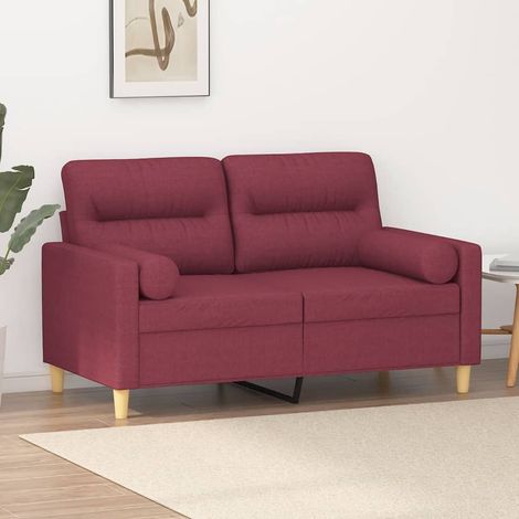 Canapé-Sofa 2 places avec oreillers bordeaux 120 cm tissu 919034 (1/5)