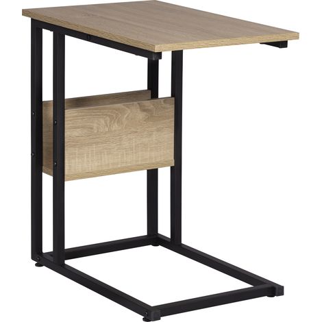 WOLTU Table basse en métal et MDF, Table à thé, 55x36x59, 5 kg environ, Chêne clair (1/4)