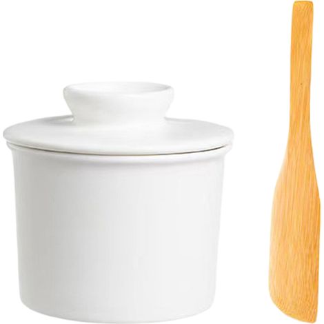 Beurrier avec repère d'eau pour plan de travail, beurrier français avec couvercle, beurrier en céramique pour beurre frais à tartiner (1/5)