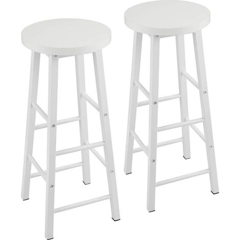 WOLTU 2er-Set Barhocker Bistrohocker Tresenhocker Barstuhl, Gestell aus stabilem Stahl, Stizfläche aus MDF, Weiß (1/5)