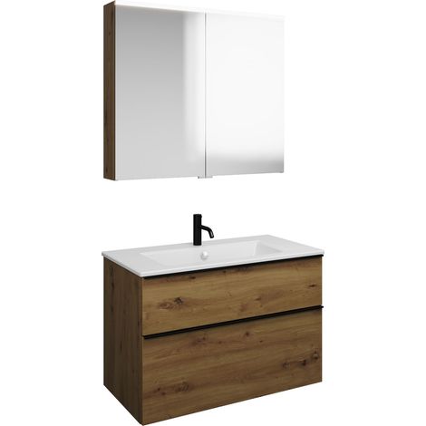 Set burgbad Eqio, composé d'une armoire de toilette, d'un lavabo