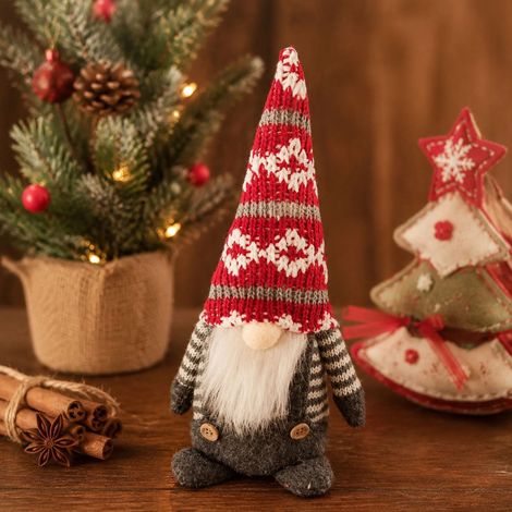 Poupée Rudolph en peluche tricotée sans visage, figurine de lutin de Noël, décoration de Noël