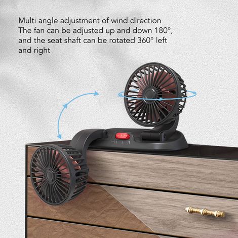 Ventilateur de voiture double tête réglable, connecteur allume-cigare, circulateur d'air multifonction pour véhicules 24V, refroidisseur d'habitacle compact (1/4)