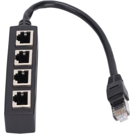 Adaptateur Ethernet RJ45 1 à 4 Ports, Répartiteur de Câble Réseau, Protection contre les Interférences, Compatible ADSL (1/5)