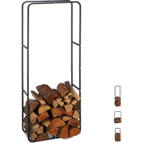 Relaxdays Firewood Rack, Log Stacking Aid, Steel, For In- and Outdoor Use, Wood Pile Shelf, H x W 150 x 60 cm, Anthracite
