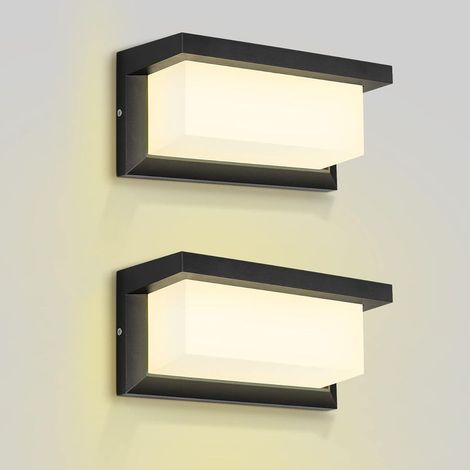 Applique Exterieure, 18W Applique Mural Moderne Extérieure, IP65 Etanche LED Lampe Exterieur, pour Luminaire Exterieur, Terasse de Jardin Exterieur, Pathway, Couloir(Blanc Chaud, 2PCS) (1/5)