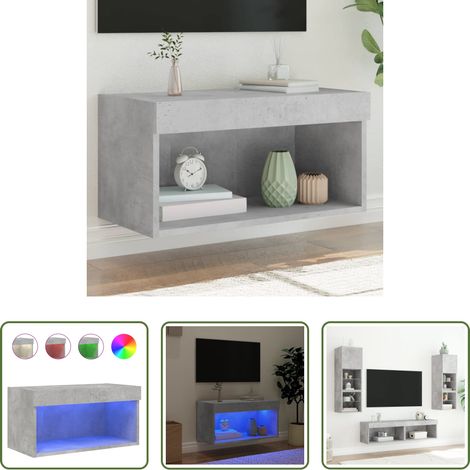LED-Leuchten - TV-Schrank mit LED-Leuchten Betongrau 60x30x30 cm (1/5)
