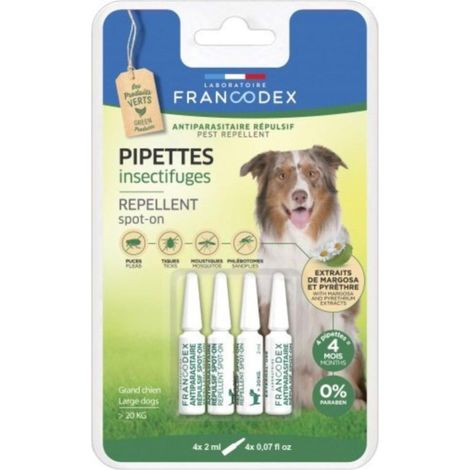 Francodex -4 Pipettes Insectifuges Pour Chiens de plus de 20 kg
