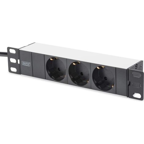 DIGITUS DN-95411 - Ciabatta a 3 prese - 1U - 10 pollici (254 mm) - montaggio a rack in armadio di rete - argento/nero (1/5)