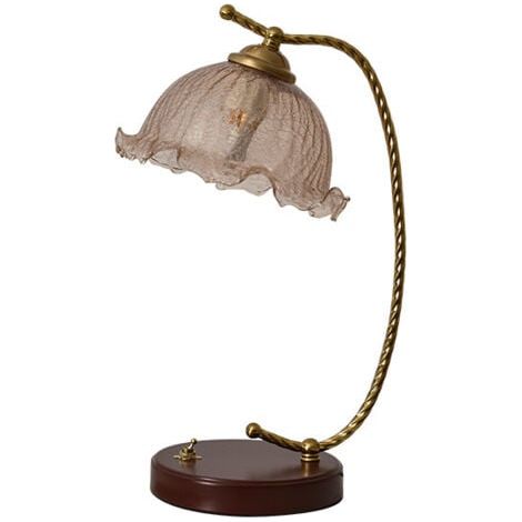 Lampe de Table Vintage, Abat-Jour en Verre, Lampe de Bureau pour Chambre à Coucher, Bureau, Chevet (1/5)