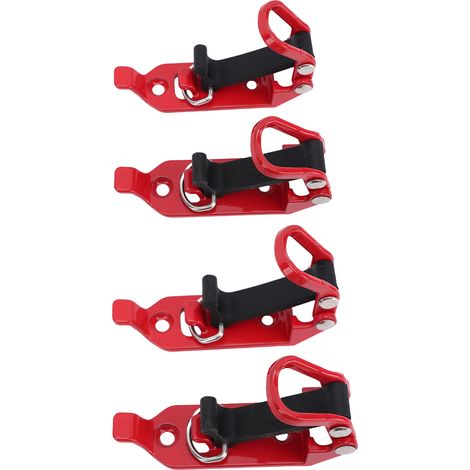 Kit de 4 supports de pelle pour galerie de toit, en alliage de zinc, métal et caoutchouc, avec fixations pour hache, compatible avec remorques, camions tout-terrain et véhicules utilitaires (rouge). (1/5)