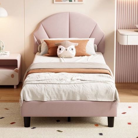 Letto Bambino - Velluto Regolabile - 90x200cm - Rosa Poudré - Sicurezza EN71 - Comfort 3-12 Anni (1/5)